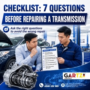 Checklist of 7 questions to ask before agreeing to have your transmission repaired.