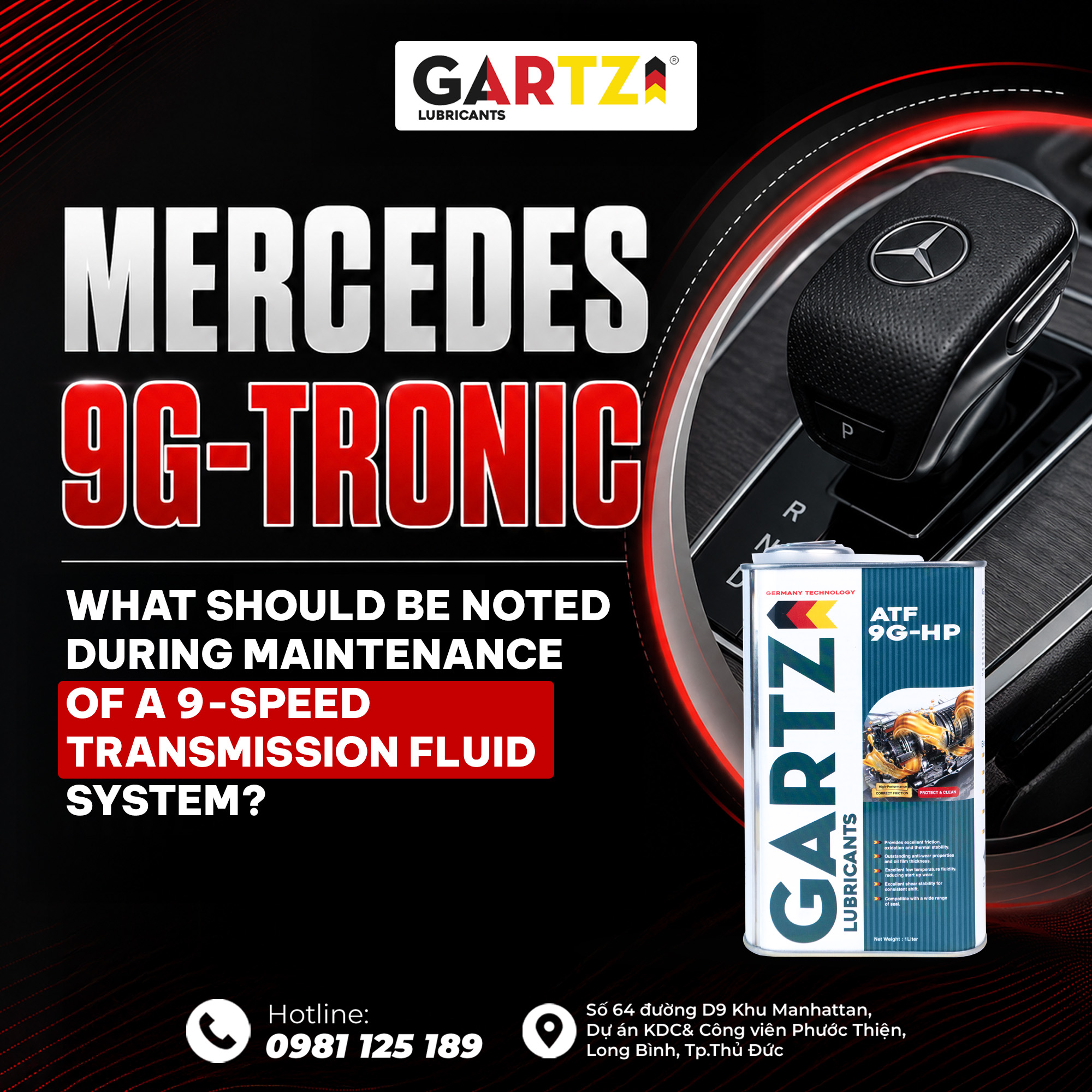 What should you keep in mind when servicing a Mercedes 9G-Tronic and its 9-speed transmission fluid?