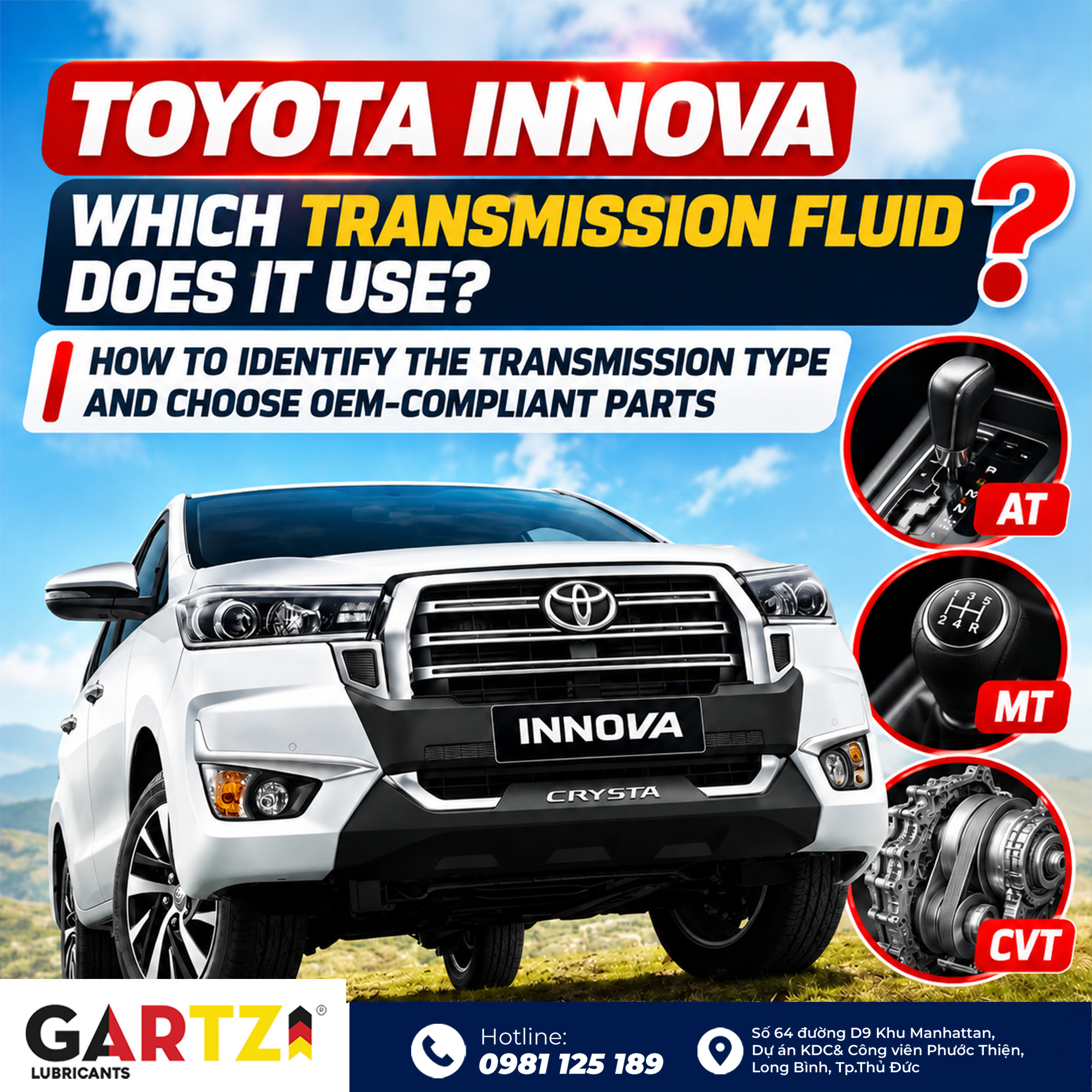 What type of transmission fluid does the Toyota Innova use? How to identify the correct transmission type and OEM parts.