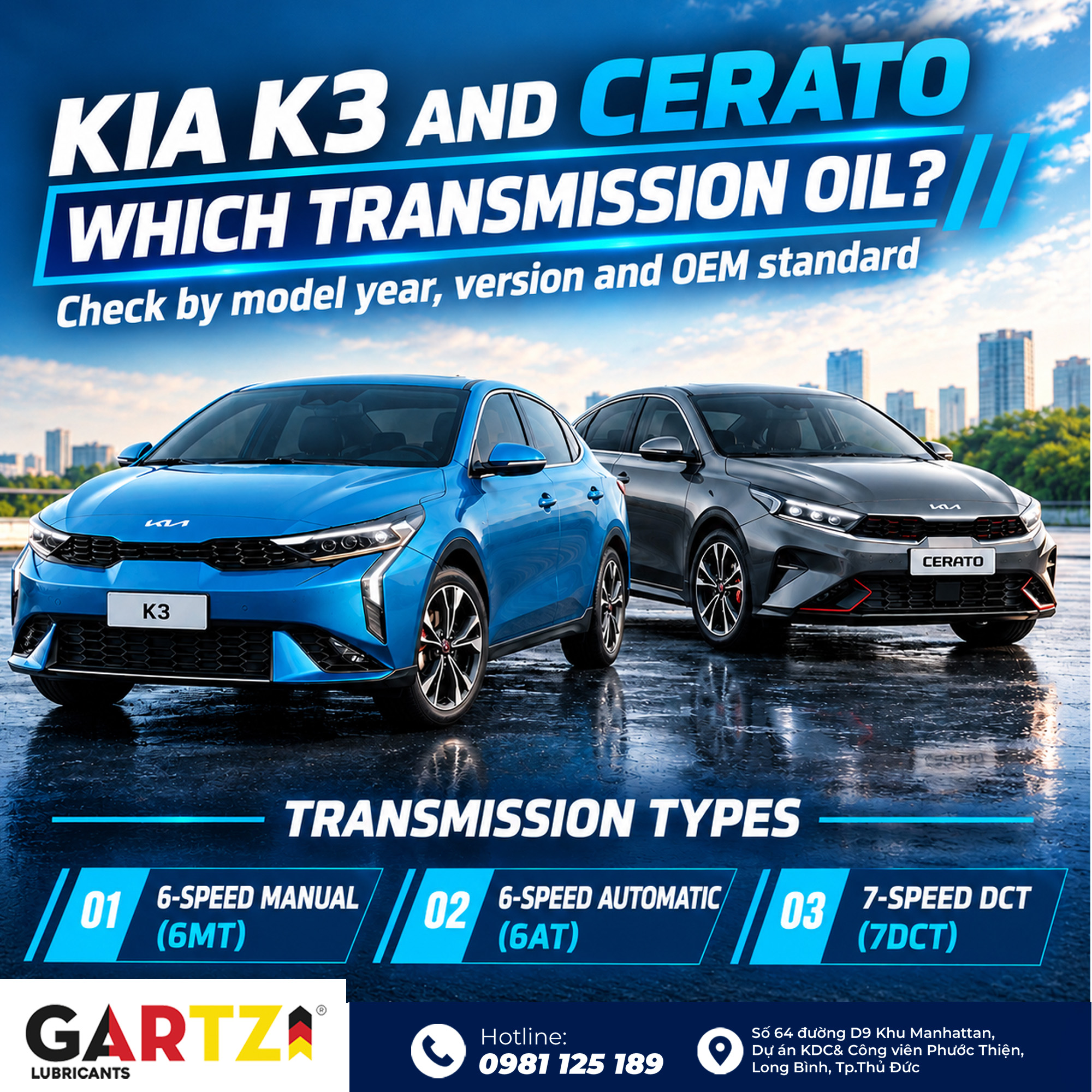 What type of transmission fluid do the Kia K3 and Cerato use? Check by model year, version, and OEM standard.