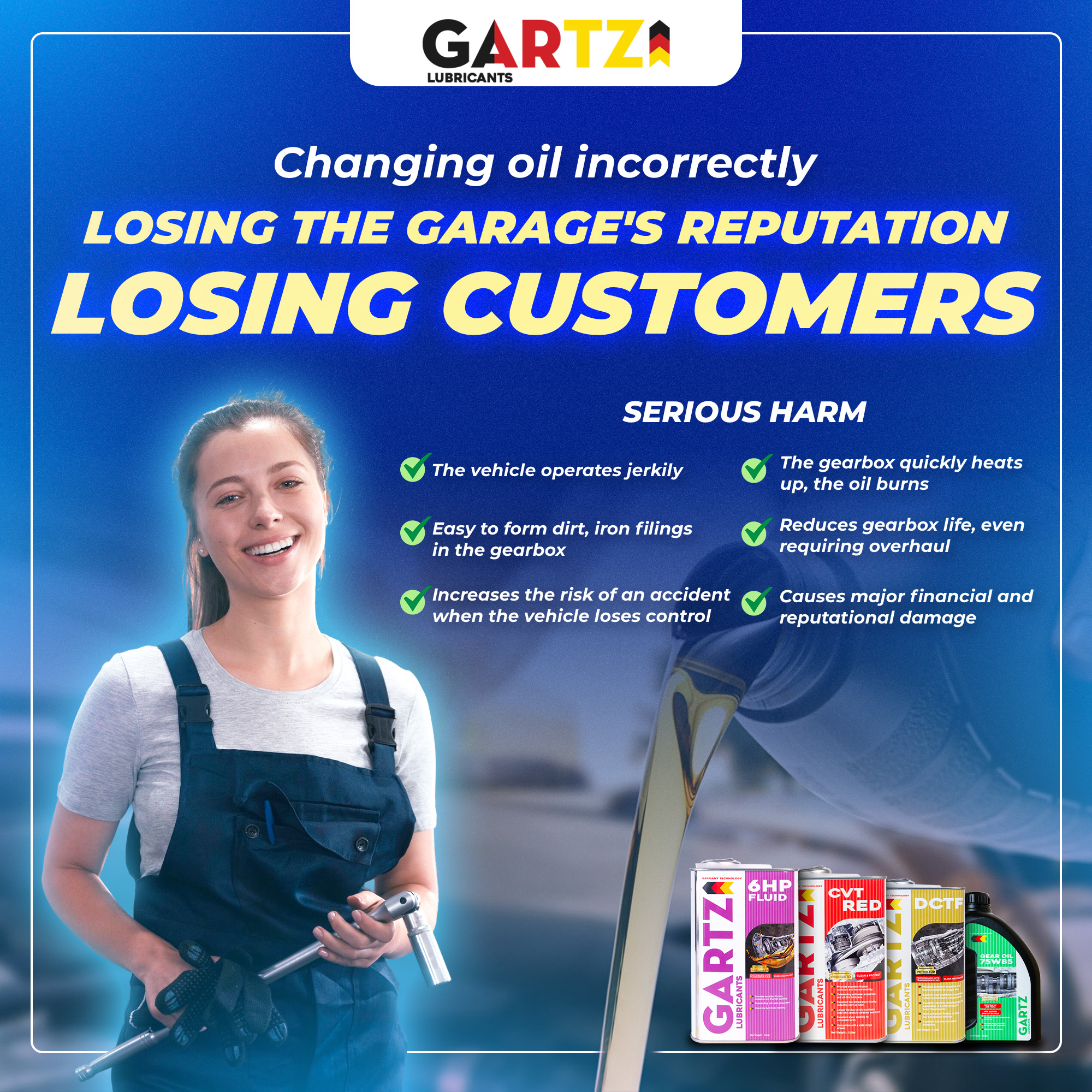 Improper Oil Change - Loss of Garage Reputation, Loss of Customers