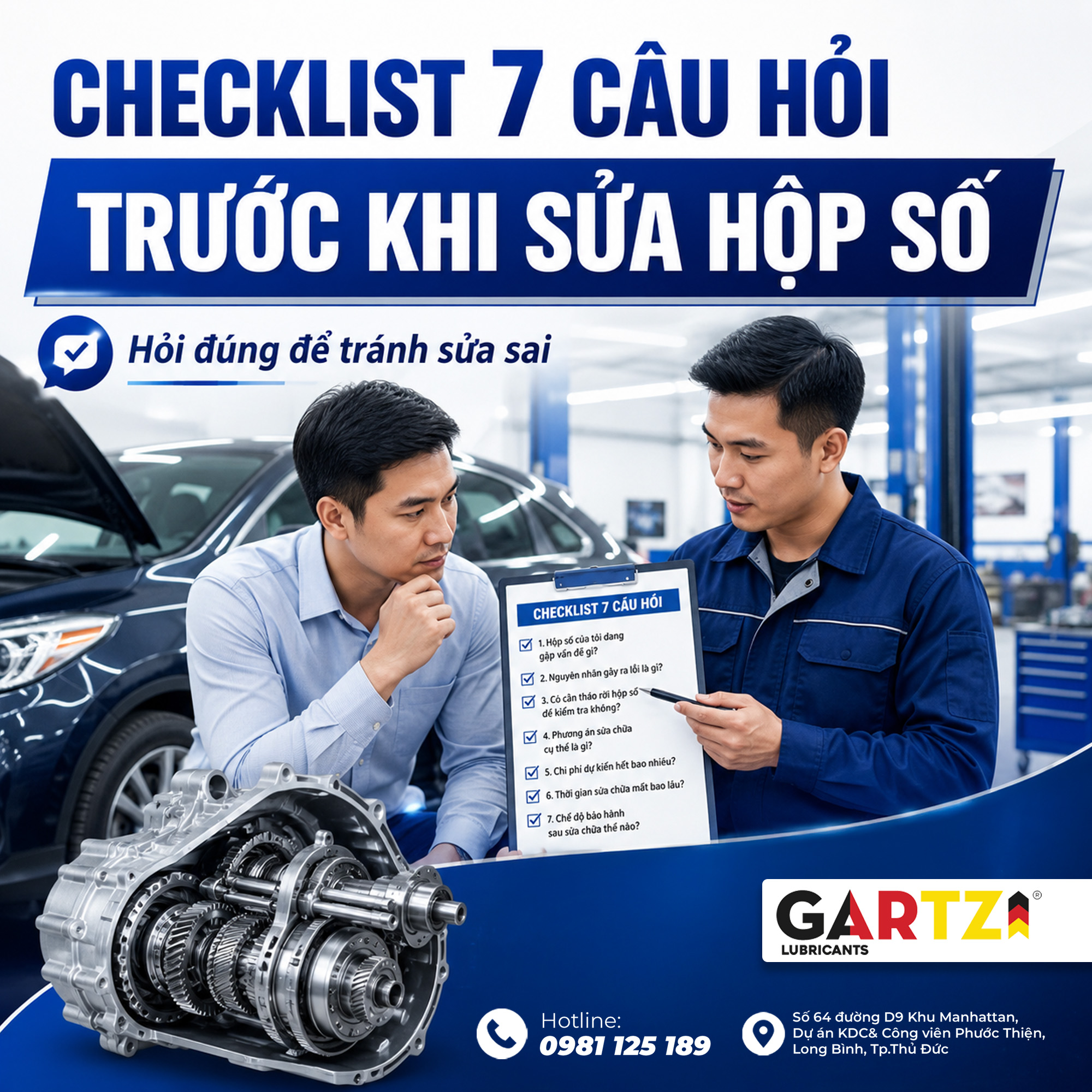 Checklist 7 câu hỏi nên hỏi trước khi đồng ý sửa hộp số