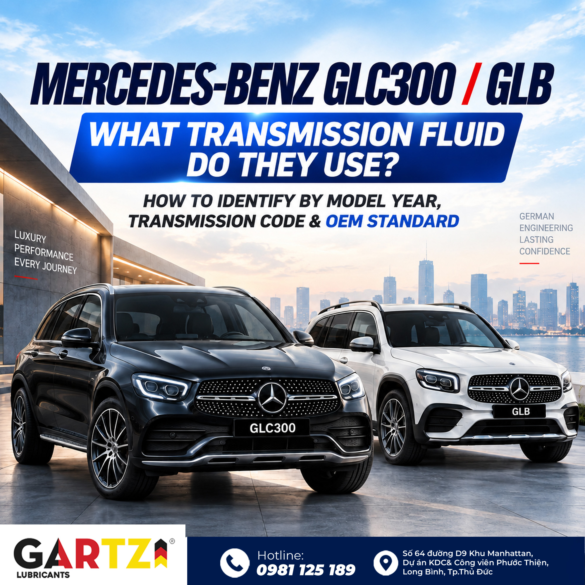 What type of transmission fluid does the Mercedes-Benz GLC300/GLB use? How to determine it based on the vehicle model, transmission code, and OEM standard.