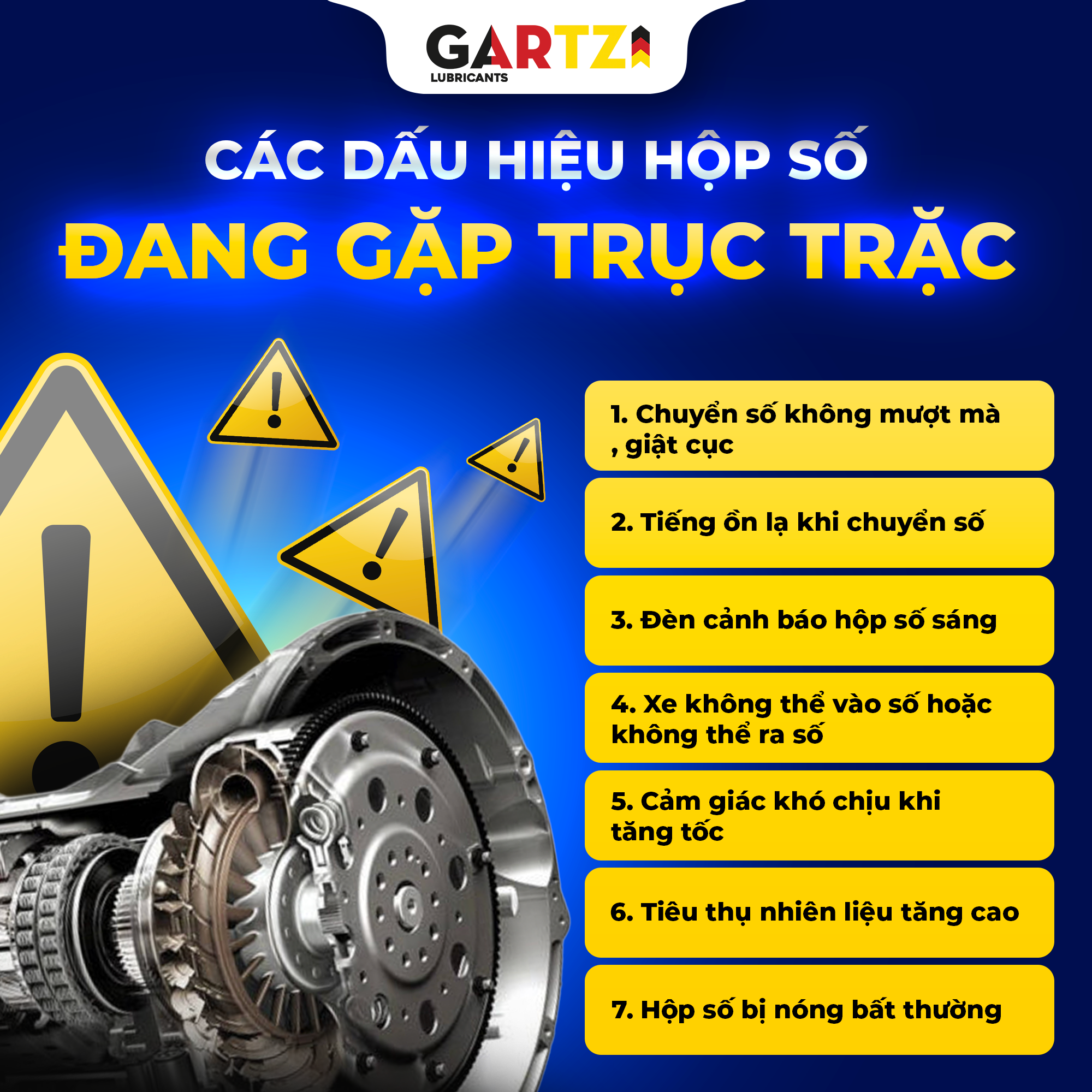 Các dấu hiệu hộp số đang gặp trục trặc